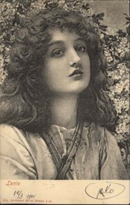 Art Nouveau Beautiful Women Seasons LENTE SPRING - Artist? c1900 Postcard