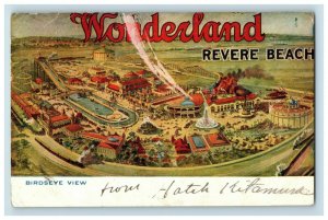 1900-08 Wonderland Revere Beach Bird's Eye View, MA Postcard F80 