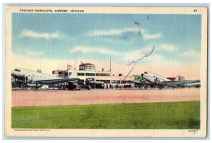 1939 Municipal Airport South West Side Chicago Illinois Vintage Antique Postcard