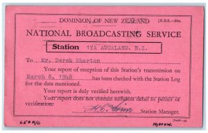 1948 Dominion of New Zealand National Broadcasting Service Auckland NZ Postcard