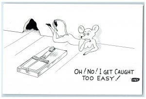 c1940's Mouse Trapped I Get Caught Too Easy Risque Humor Vintage Postcard