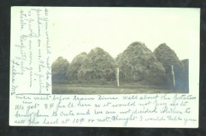 RPPC DORCHESTER NEBRASKA HAY FARM FARMING SCENE VINTAGE REAL PHOTO POSTCARD