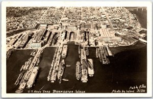 Postcard RPPC Bremerton Washington Aerial View of U.S. Navy Yard Photo by Wood