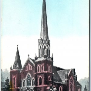 c1910s Oelwein Iowa Sacred Heart Church Spray Painted Litho Photo Colortype A210