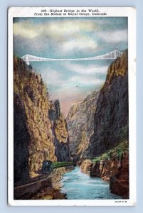 Arkansas Colorado Grand Canon Royal Gorge Highest Bridge Linen Postcard E16