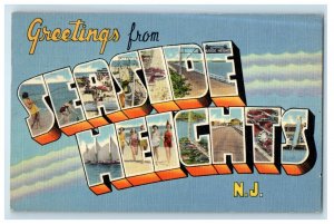 1938 Big Letters, Greetings from Seaside Heights, New Jersey NJ Postcard 