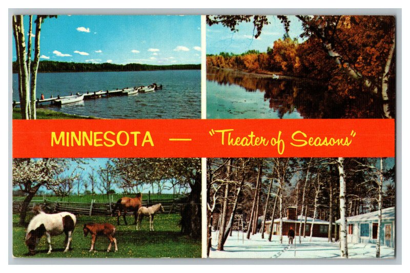 Minnesota Theater of Seasons Vintage Standard Multi View Postcard