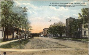 Laramie Wyoming WY Thornburg Street Scene c1910 Vintage Postcard