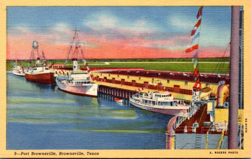 Texas Brownsville View Of Port Brownsville Curteich