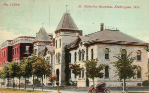 Saint Nicholas Medical Hospital SHEBOYGAN Wisconsin WI Vintage Postcard c1910