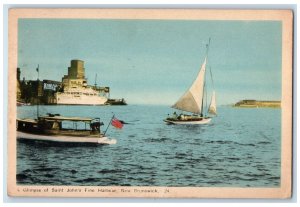 View Of A Glimpse Of Saint John's Fine Harbour New Brunswick Canada Postcard 