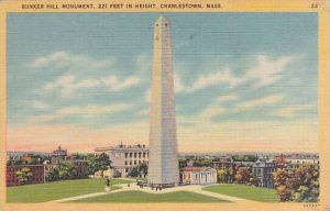 Massachusetts Charlestown Bunker Hill Monument 221 Feet In Height 1942