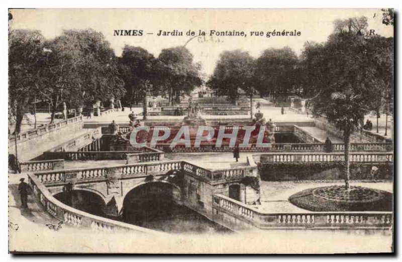 Postcard Old Nimes Fountain Gardens General view