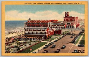 Asbury Park New Jersey 1940s Postcard Birdseye View Pavilion & Convention Hall