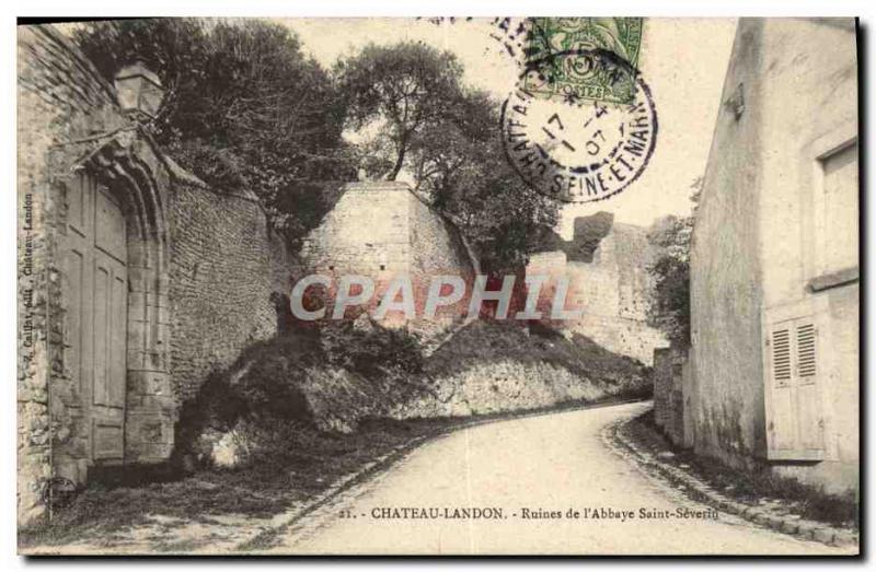 Old Postcard Chateau Landon From Ruins & # 39Abbaye Saint Severin