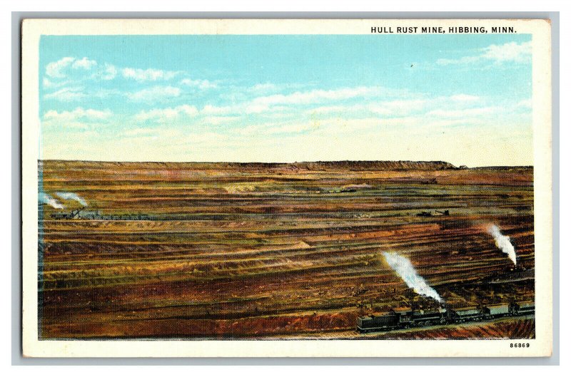 Hull Rust Mine Hibbing Minn. Minnesota Vintage Standard View Postcard Train 