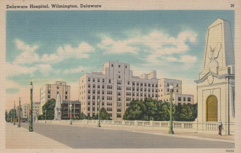 Delaware Hospital Wilmington Delaware Vintage Linen Post Card