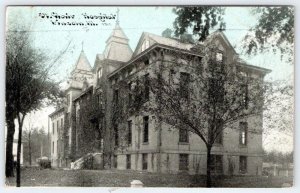 1907-1910's ST CLAIR HOSPITAL LINCOLN ILLINOIS FUNKY FONT STYLE POSTCARD