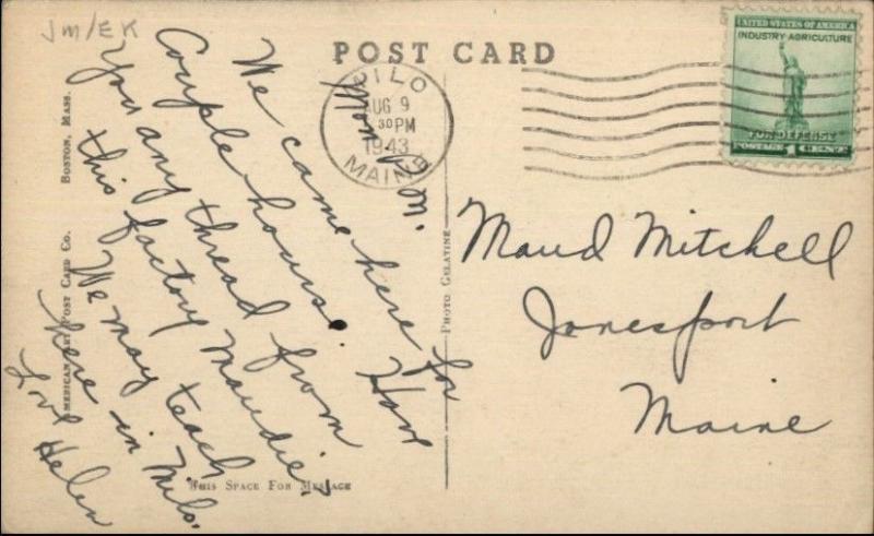 Milo ME American Thread Co Mill 1940s Postcard