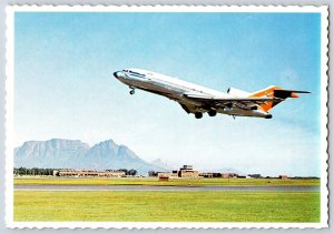 Postcard DF Malan Airport Cape Town South Africa SAA Airplane Take Off BS11