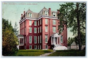 1908 Willamette University Campus Building Stairs Entrance Salem OR Postcard 