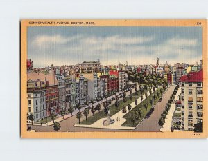 Postcard Commonwealth Avenue, Boston, Massachusetts