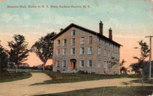 Sackets Harbor New York Masonic Hall Street View Antique Postcard K49286