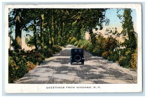 Greetings From Windham New Hampshire NH, Dirt Road Car Postcard