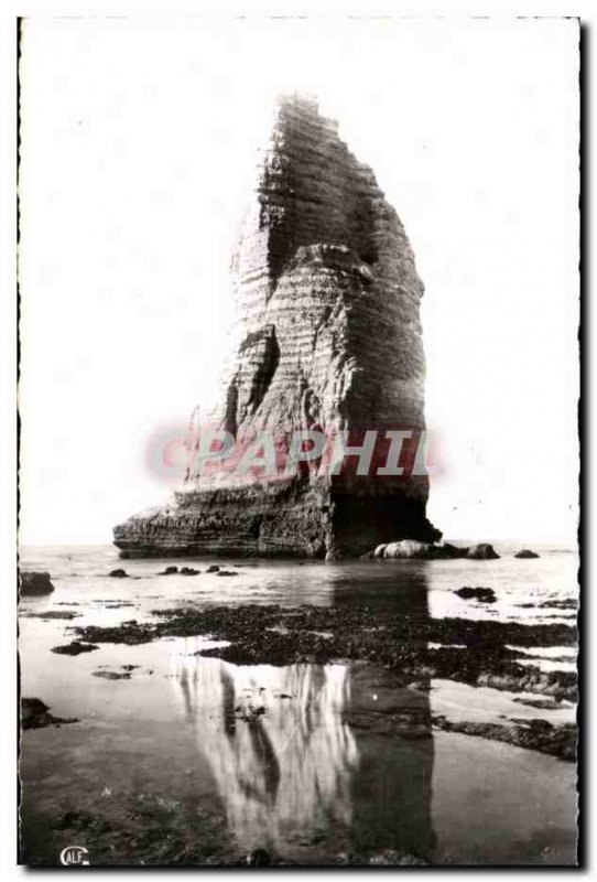 Old Postcard Reflections of Etretat needle Low tide