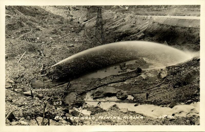 Yukan Territory (?), Alaska, Placer Gold Mining (1930s) RPPC 