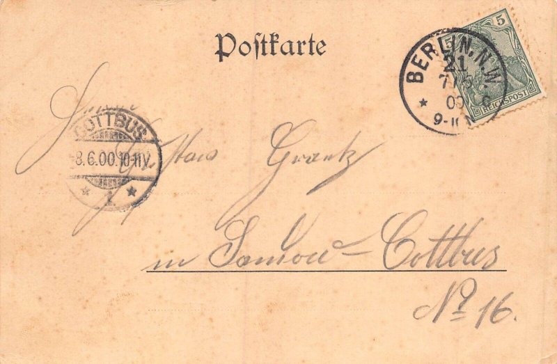 L036 Germany 1900 gruss aus Berlin flags soldiers vintage postcard