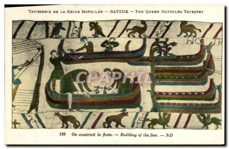 Postcard Old Bayeux Tapestry De La Reine Mathilde is constructed the Charter ...