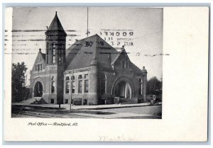 Rockford Illinois IL Postcard Post Office Building Scene Street c1910's Antique