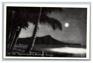 Vintage 1940's Postcard The Diamond Head by Moonlight Honolulu Hawaii