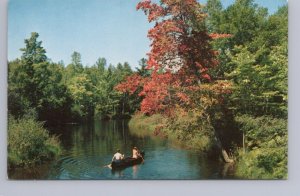 Peaceful Retreat, Canoe, Vintage Plastichrome General Stock Line Chrome Postcard