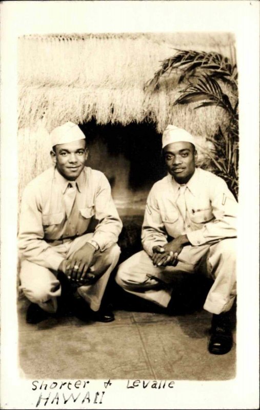 Black Americana Hawaii WWII Soldiers GIs w/  Names c1940 Real Photo Postcard