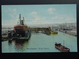 Manchester SHIP CANAL showing Floating Dock - Old Postcard by Shurrey's