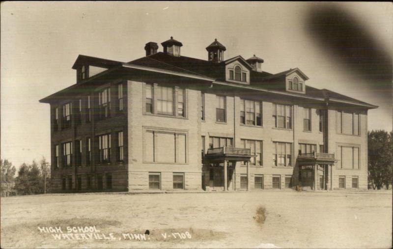 Waterville MN High School c1910 Real Photo Postcard