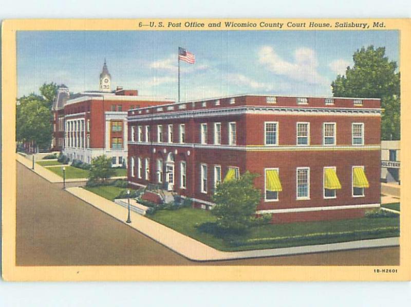 Unused Linen POST OFFICE & COURTHOUSE Salisbury Maryland MD d2647