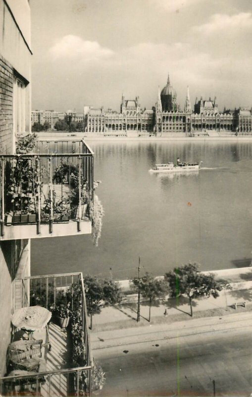 Sailing vessels navigation Hungary Budapest Danube Parliament balcony panorama