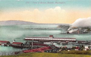 Everett Washington~Bird's Eye View of Harbor~Ships Background~c1910 Postcard