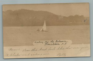 FRENCHTOWN NJ SAILING ON DELAWARE ANTIQUE REAL PHOTO POSTCARD RPPC