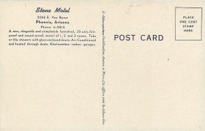 1940s Arizona Phoenix Stone Motel roadside linen Colorpicture Postcard 22-11206