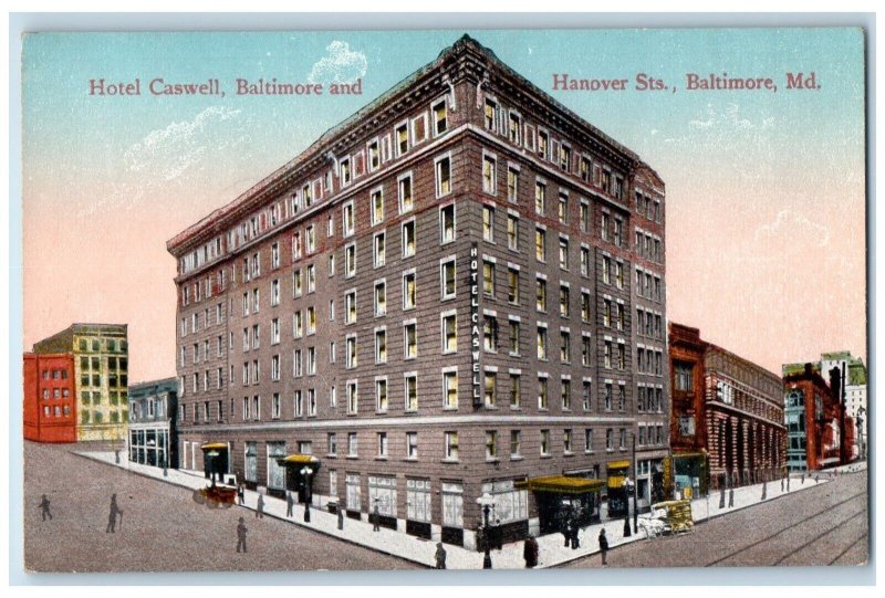 c1910 Hotel Caswell Baltimore & Hanover Streets Baltimore MD Antique Postcard 