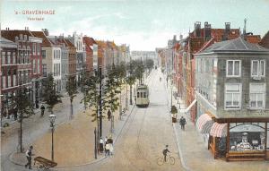 Veerkade Street Scene Tram Gravenage Haag Hague Netherlands 1910c postcard
