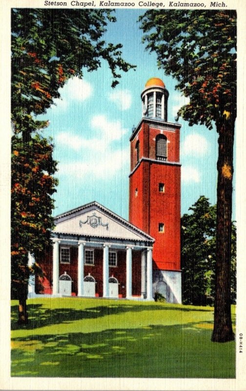 Michigan Kalamazoo Stetson Chapel Kalamzoo College 1942 Curteich
