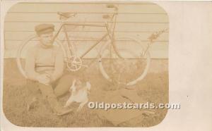 Boy and dog with bicycle Real Photo Bicycle Unused 