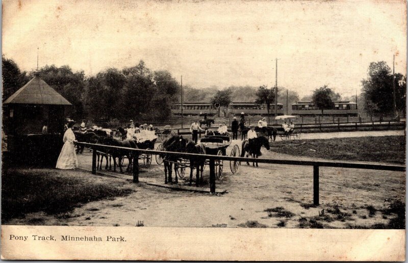 Vtg Minneapolis Minnesota MN Pony Track Minnehaha Park 1910s Old View Postcard