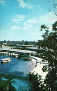 Vintage Postcard Bathing Beach Boat Docks Near Friendly Ocala Silver Springs Fla