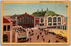 Vtg Asbury Park New Jersey NJ Casino & Board Walk 1930s View Linen Postcard